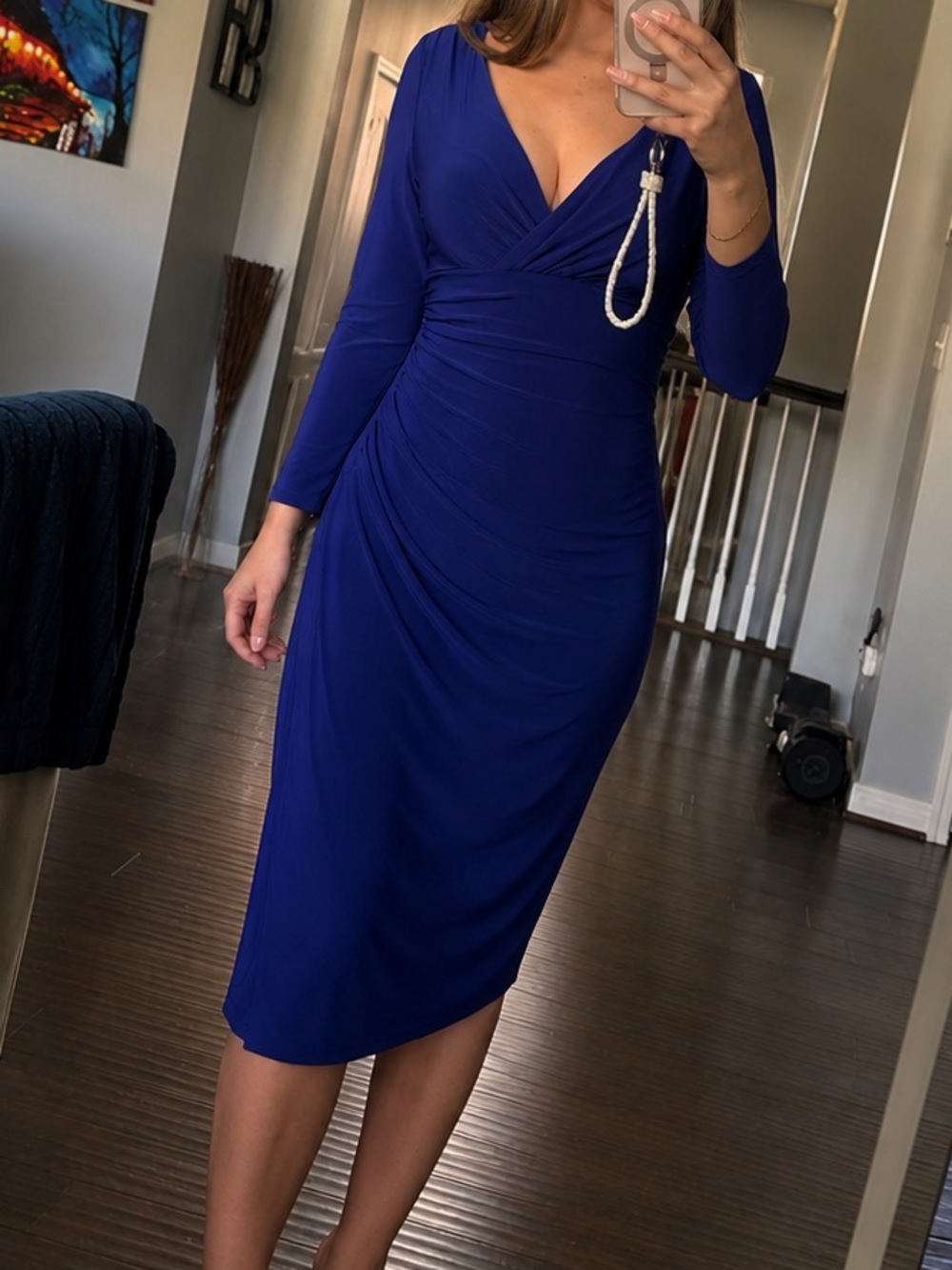 Lauren Ralph Lauren Blue Wrap Style Dress | Long Sleeve | Flattering Fit